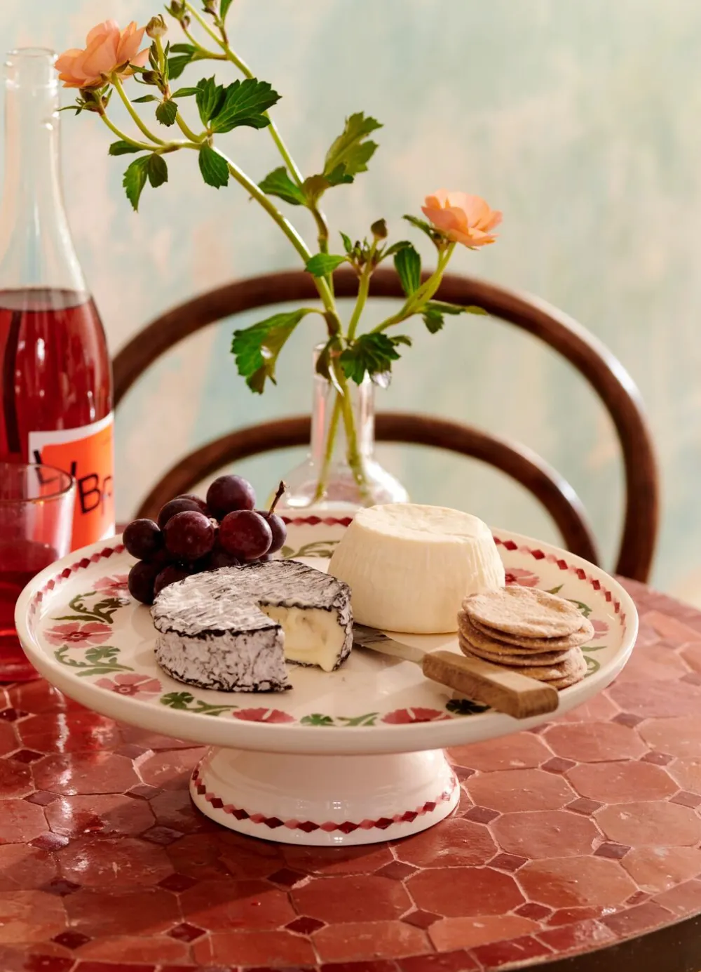 Pink Carnation Large Cake Stand