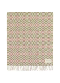 Pink & Green Patterned Wool Throw 140cm X 185cm