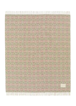 Pink & Green Patterned Wool Throw 140cm X 185cm