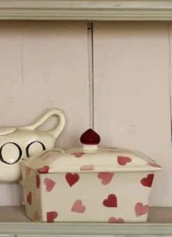 Pink Hearts Small Butter Dish