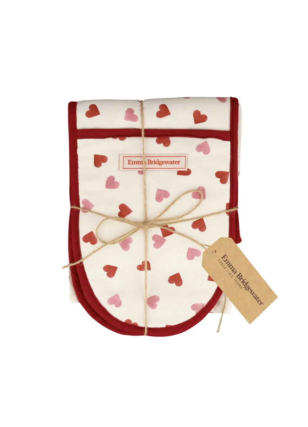 Pink Hearts Tea Towel & Double Oven Glove Set