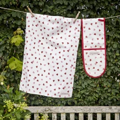 Pink Hearts Tea Towel & Double Oven Glove Set