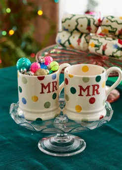 Polka Dot 'Mr & Mr' Set of 2 1/2 Pint Mugs Boxed