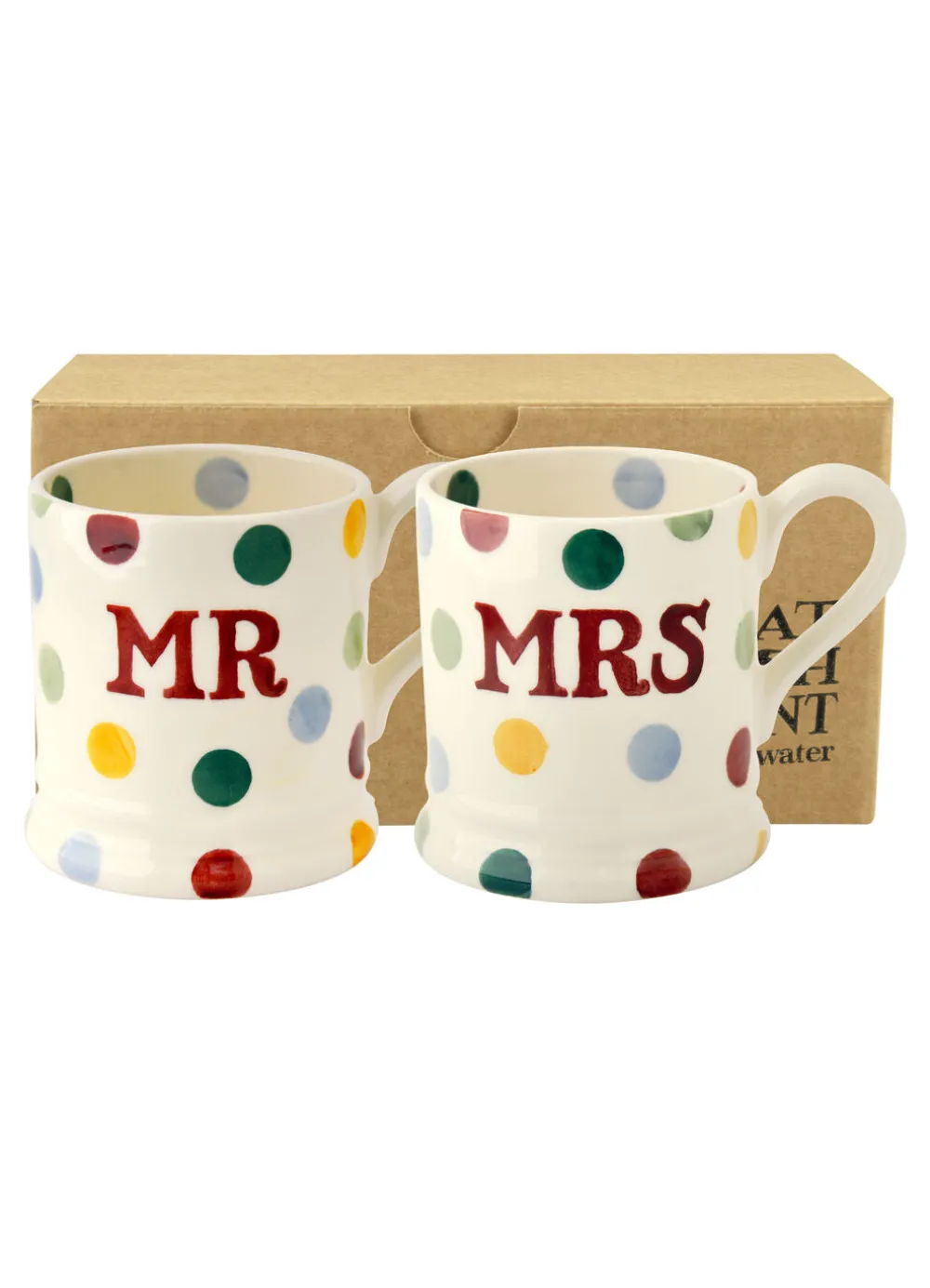 Polka Dot 'Mr & Mrs' Set of 2 1/2 Pint Mugs Boxed
