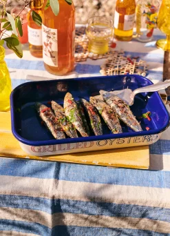 Red & Blue Toast 34Cm Enamel Roasting Tray