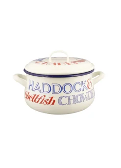 Red & Blue Toast Medium Enamel Cooking Pot