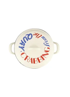 Red & Blue Toast Medium Enamel Cooking Pot