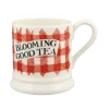 Red Gingham Blooming Good Tea 1/2 Pint Mug