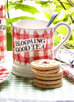 Red Gingham Blooming Good Tea 1/2 Pint Mug
