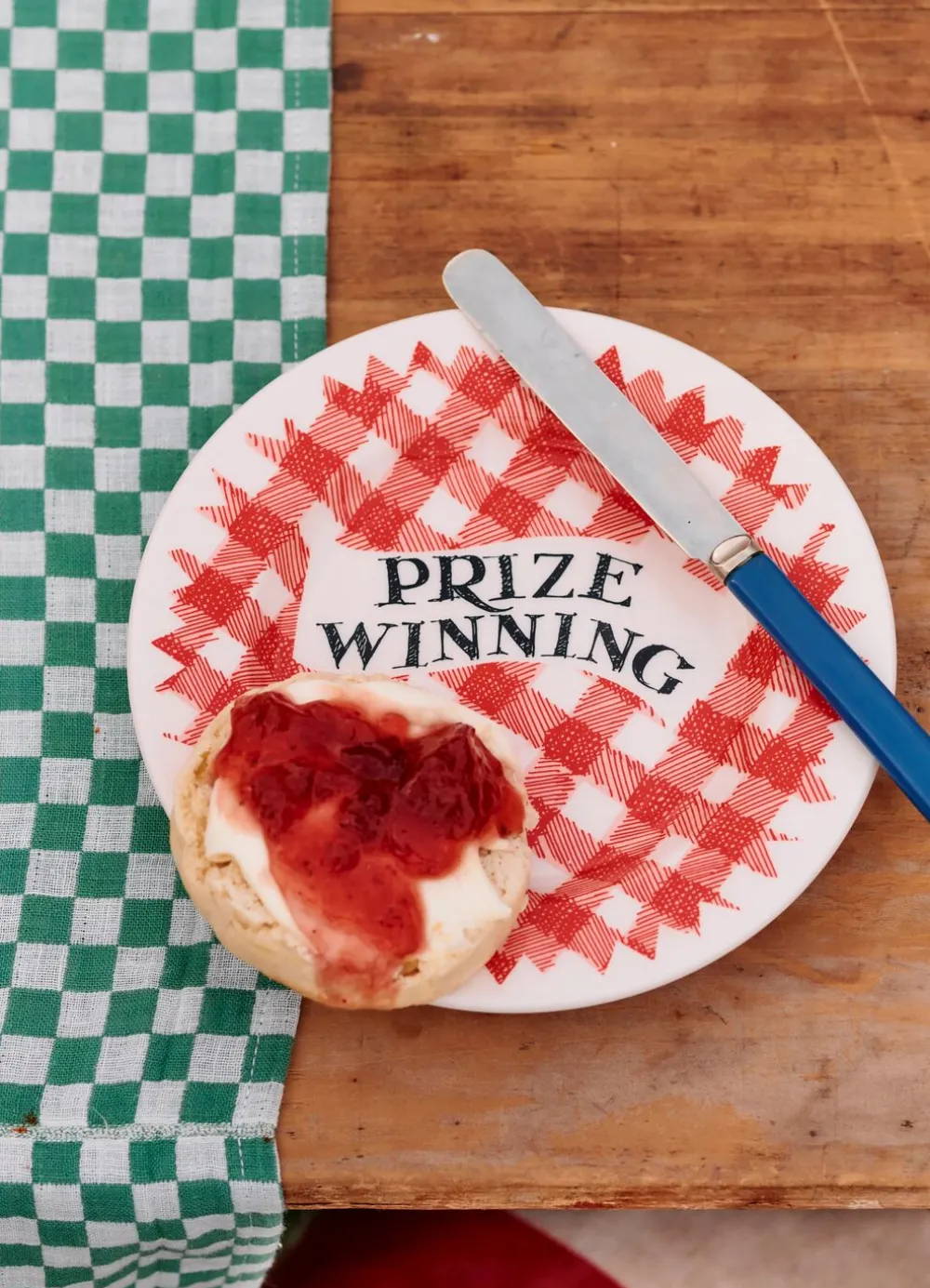Red Gingham Prize Winning Small Side Plate, 6.5 Inch