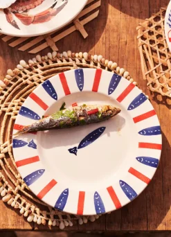 Seafood Stripe Medium Dinner Plate, 8.5 Inch