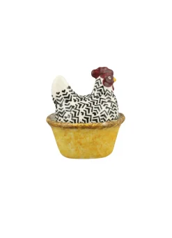 Seconds Handpainted Silver Small Hen On Nest